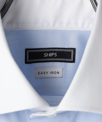 SHIPS: イージーアイロン ワイドカラー  クレリック シャツ