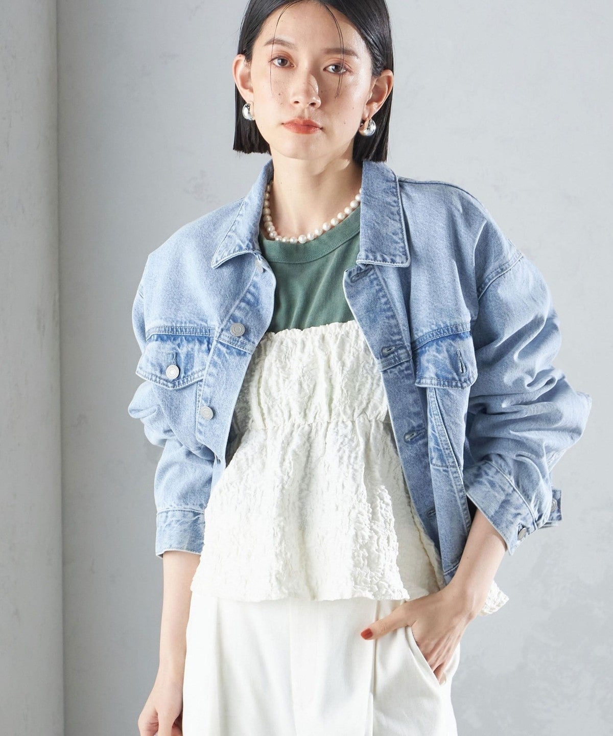 〈洗濯機可能〉クロップド デニム ジャケット 24SS