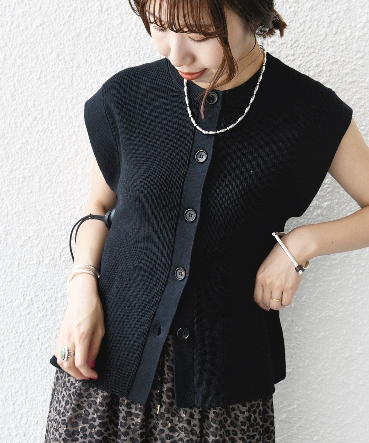 〈手洗い可能〉ギマ コットン Aライン シルエット ベスト