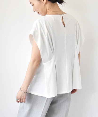 quaranciel:〈手洗い可能〉ウエストシェイプ フレンチスリーブ TEE