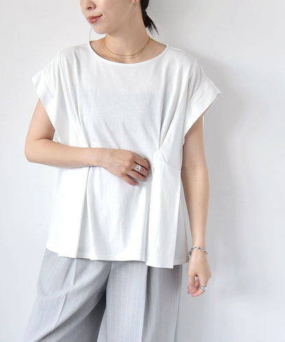 quaranciel:〈手洗い可能〉ウエストシェイプ フレンチスリーブ TEE