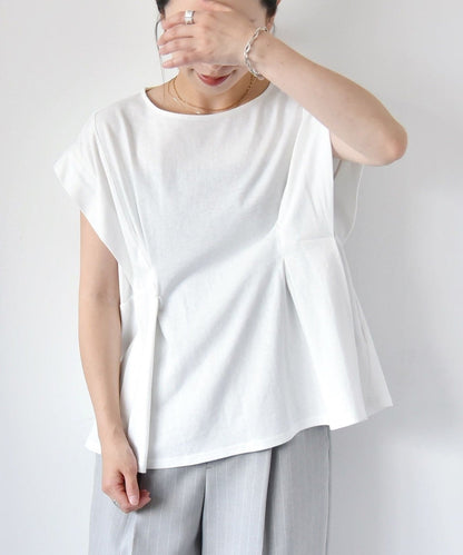 quaranciel:〈手洗い可能〉ウエストシェイプ フレンチスリーブ TEE