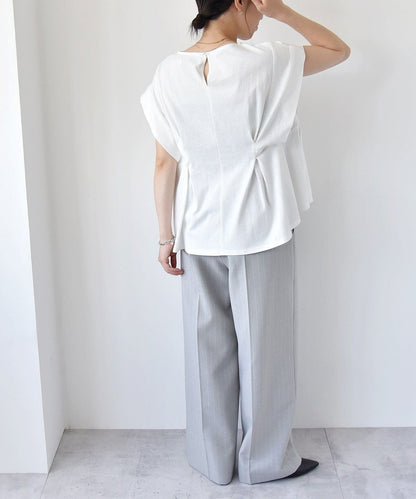 quaranciel:〈手洗い可能〉ウエストシェイプ フレンチスリーブ TEE
