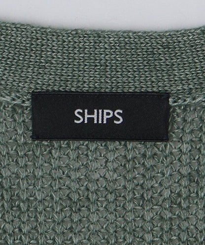 SHIPS: 9GG サンフェード リネン Vネック カーディガン