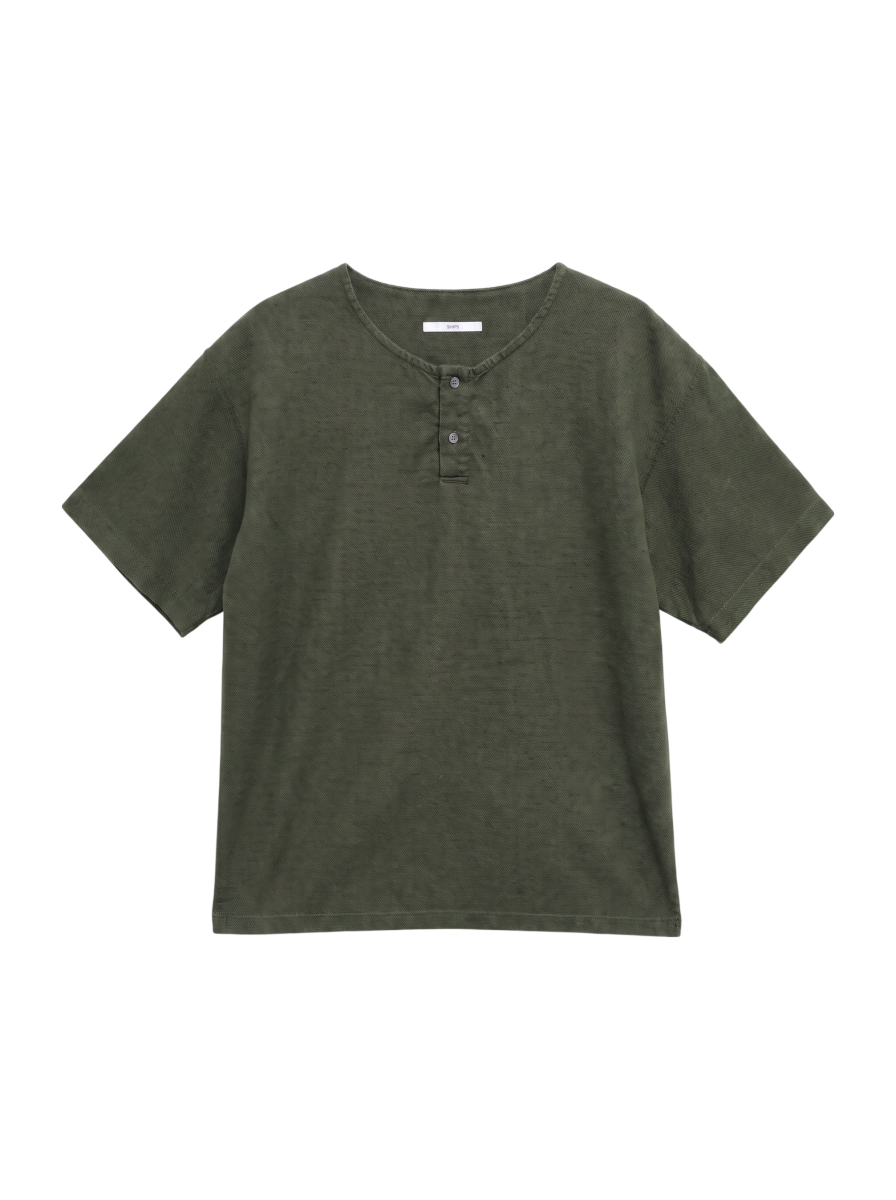 SHIPS: レノクロス オーバーダイ ヘンリーネック Tシャツ