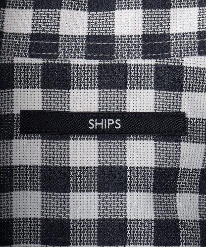 SHIPS: 防シワ・吸水速乾 ギンガムチェック ボタンダウン 半袖 パナマ シャツ