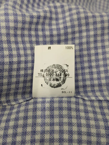 SD: 【GIZAコットン】カラミ ギンダムチェック イタリアンボタンダウン シャツ(ブルー)