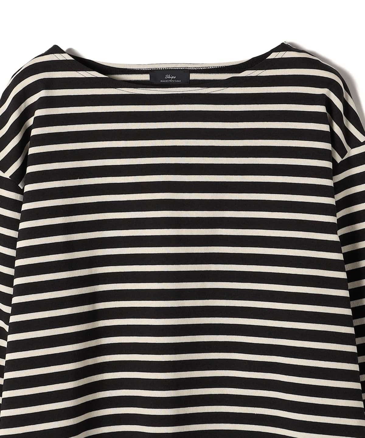 SHIPS Primary Navy Label:〈洗濯機可能〉ボリューム ワイド ボーダー プルオーバー