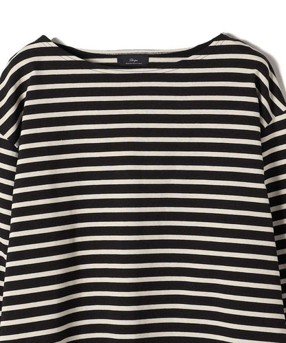 SHIPS Primary Navy Label:〈洗濯機可能〉ボリューム ワイド ボーダー プルオーバー