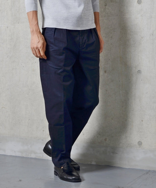 SHIPS: 2プリーツ ワイド テーパード チノパンツ