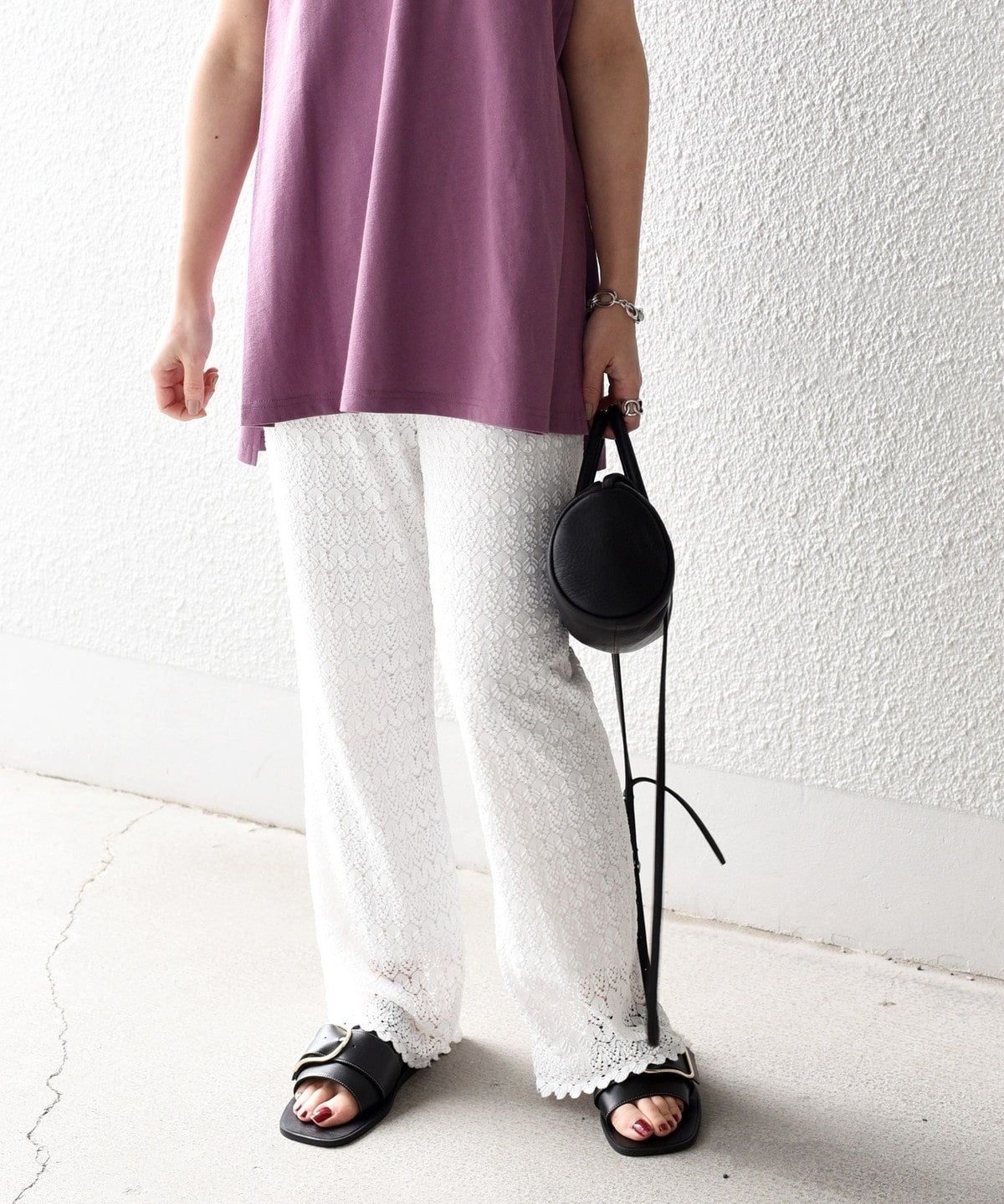 〈手洗い可能〉レースセミフレアパンツ