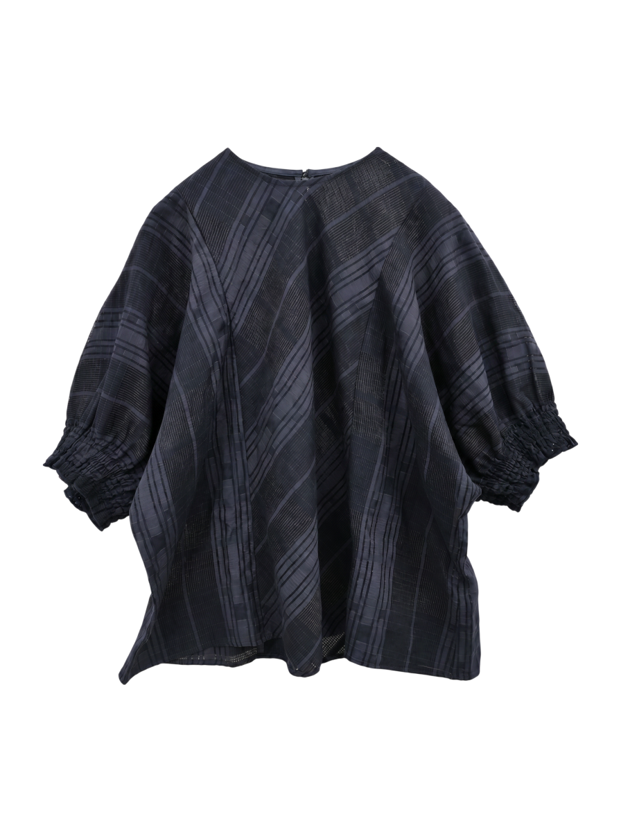 H:SHEER CHK PUFF DOLMAN