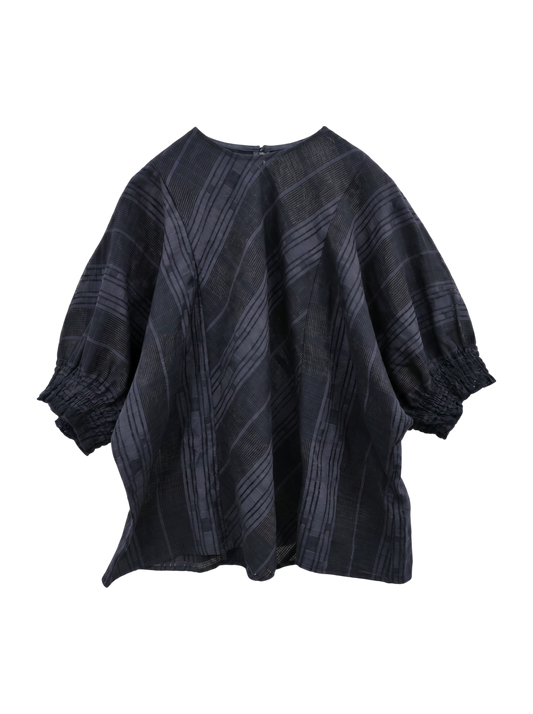 H:SHEER CHK PUFF DOLMAN
