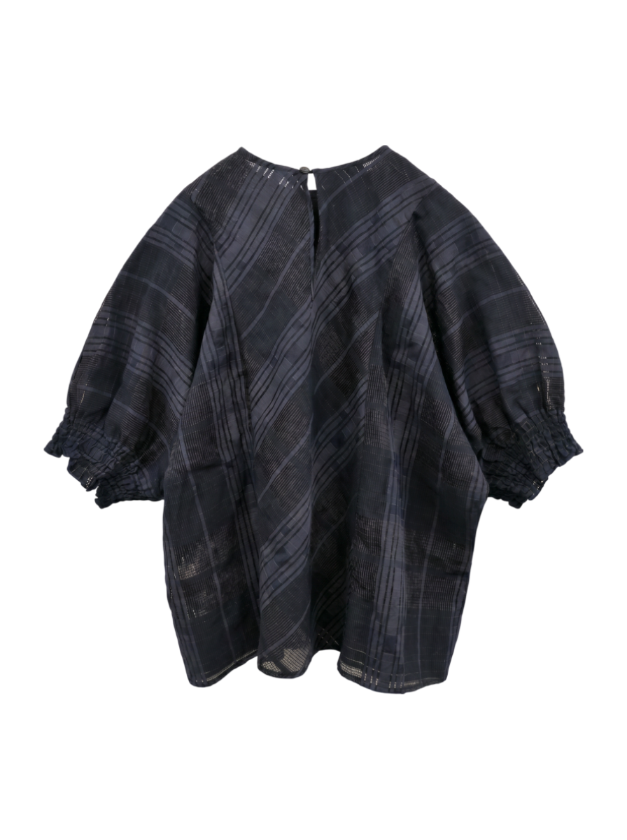 H:SHEER CHK PUFF DOLMAN