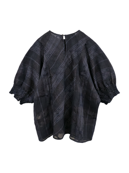 H:SHEER CHK PUFF DOLMAN