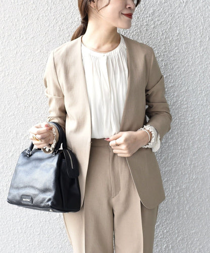 〈手洗い可能〉リネンライクジャケット（セットアップ対応）