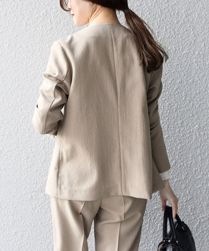 〈手洗い可能〉リネンライクジャケット（セットアップ対応）