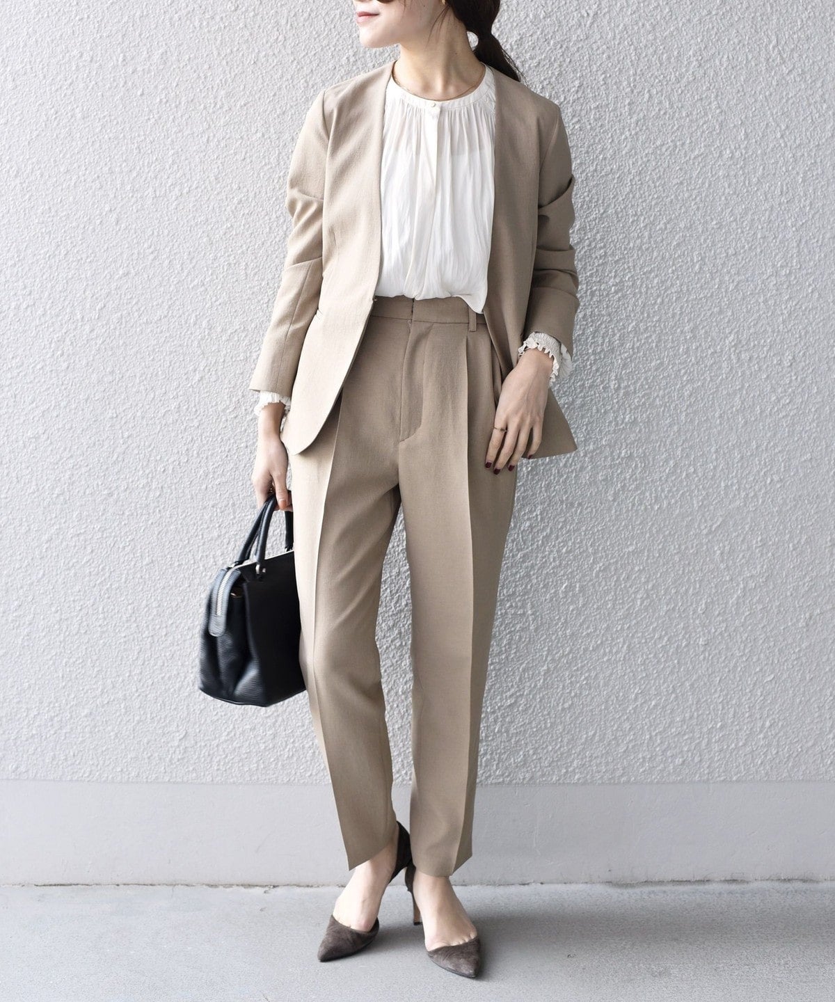 〈手洗い可能〉リネンライクジャケット（セットアップ対応）