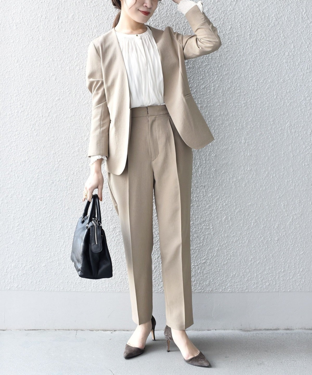 〈手洗い可能〉リネンライクジャケット（セットアップ対応）