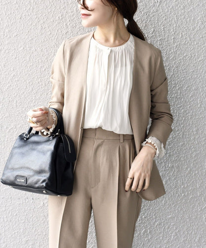 〈手洗い可能〉リネンライクジャケット（セットアップ対応）