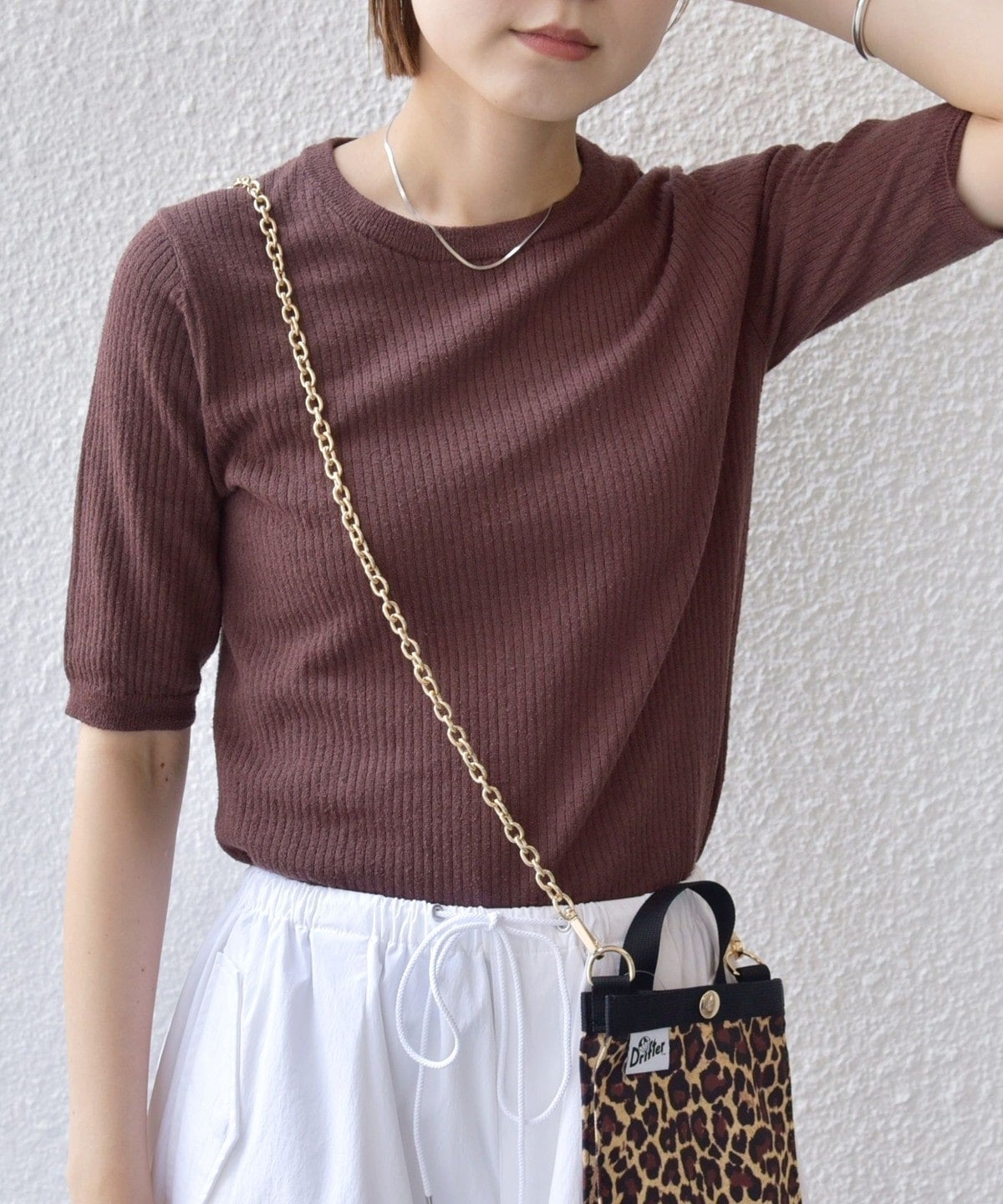〈手洗い可能〉コットン ナイロン リブ ニット TEE