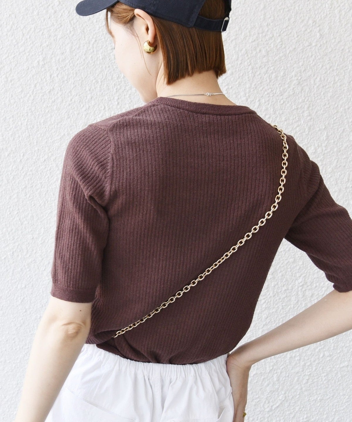 〈手洗い可能〉コットン ナイロン リブ ニット TEE