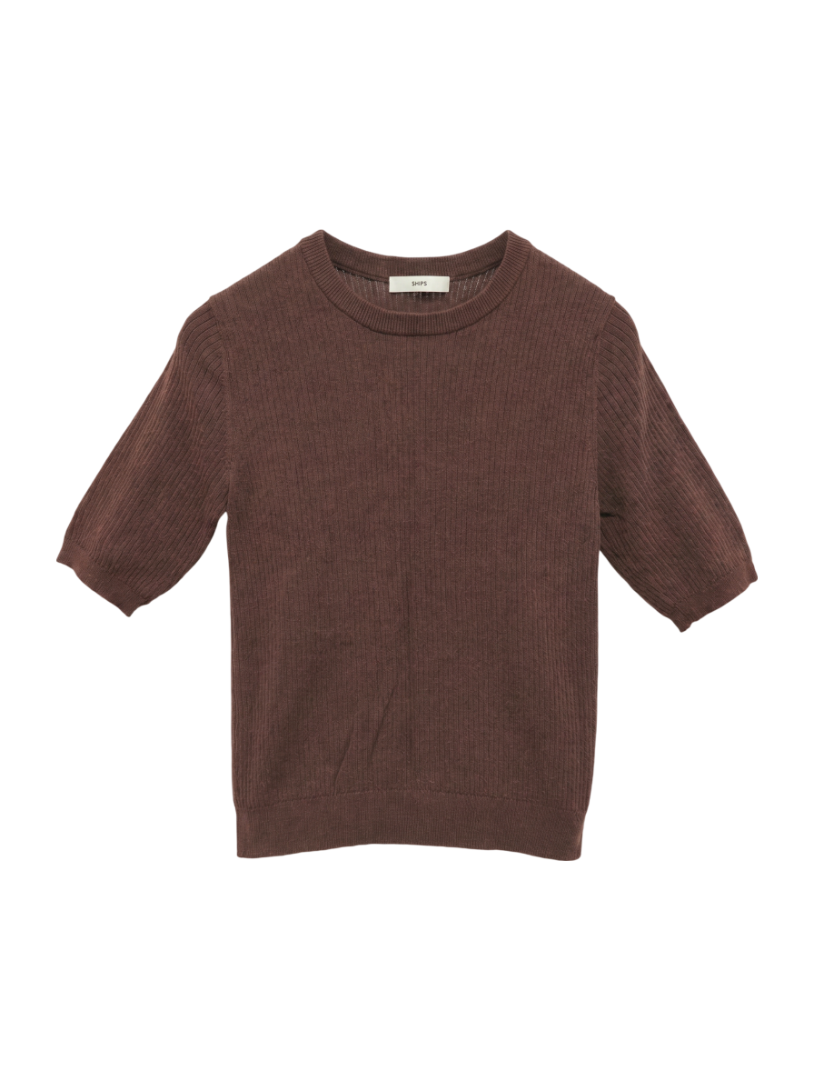 〈手洗い可能〉コットン ナイロン リブ ニット TEE