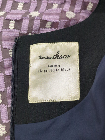 little black:異素材 レース フレア コンビ デザイン ワンピース