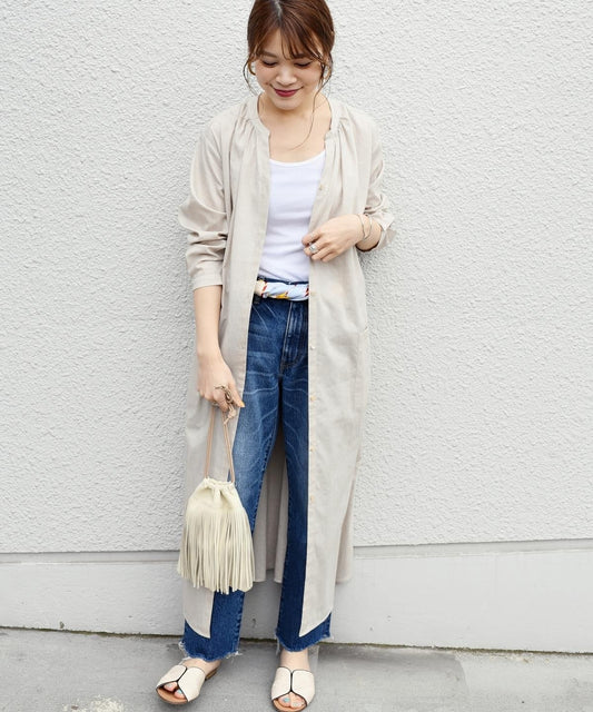 【手洗い可能】Vネック羽織りワンピース