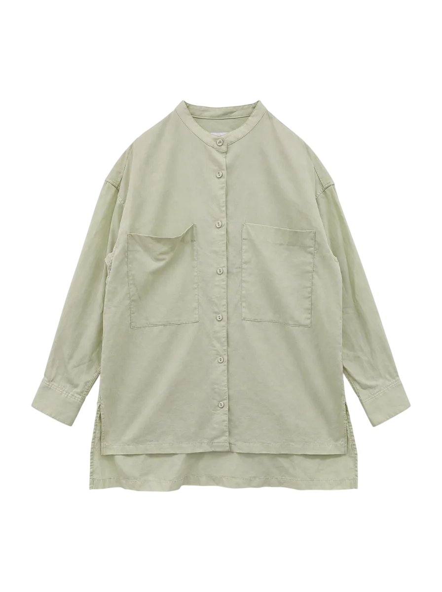 【WEB限定】SHIPS any: 〈洗濯機可能〉リネン ミックス スタンドカラー ポケット シャツ 25SS