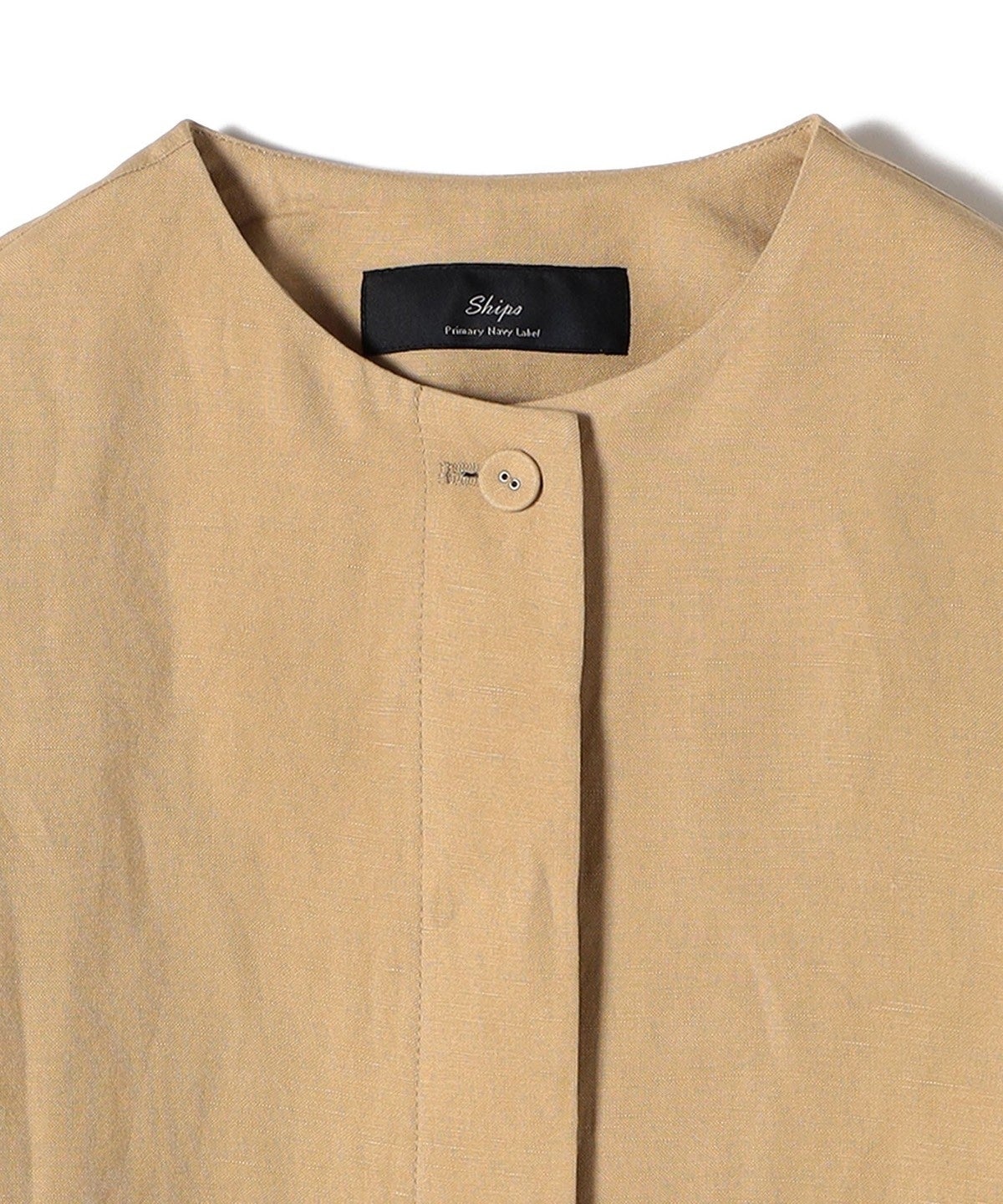 SHIPS Primary Navy Label:麻 レーヨン ノーカラー 羽織