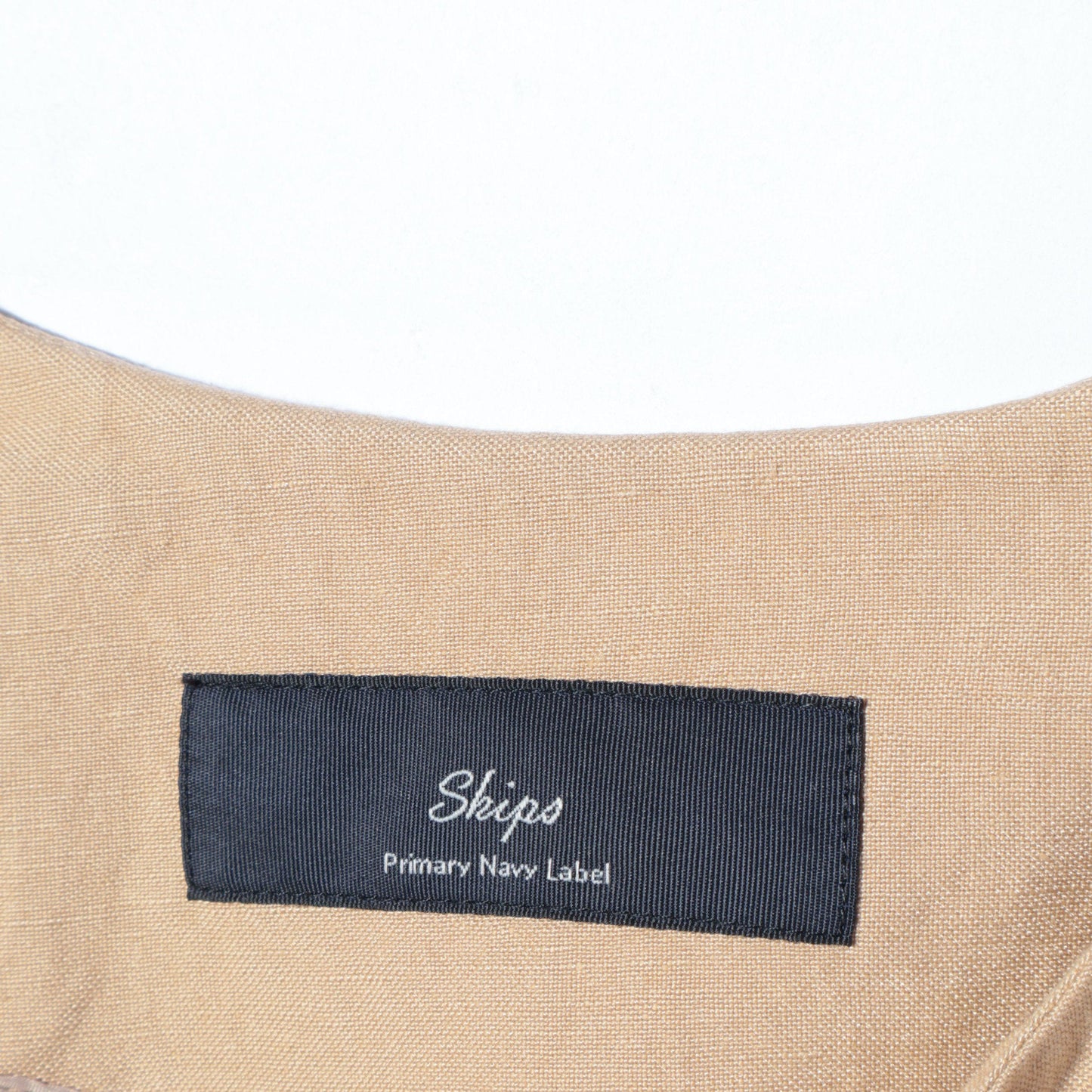 SHIPS Primary Navy Label:麻 レーヨン ノーカラー 羽織