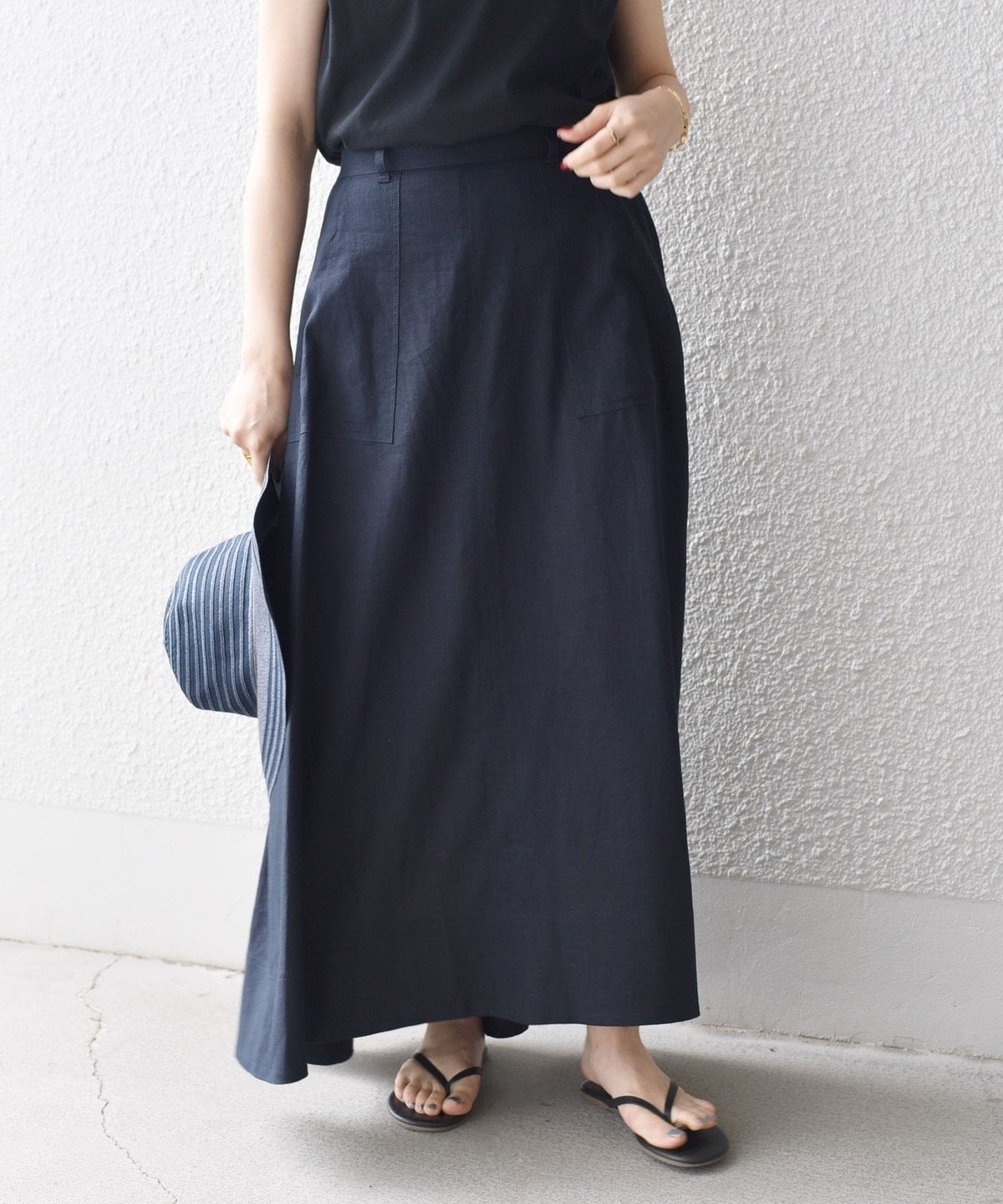 【WEB限定】〈手洗い可能〉リネンレーヨンベイカースカート