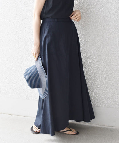【WEB限定】〈手洗い可能〉リネンレーヨンベイカースカート