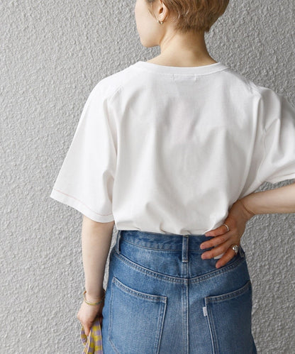 SHIPS any:〈ウォッシャブル〉ネック エンブロイダリー TEE