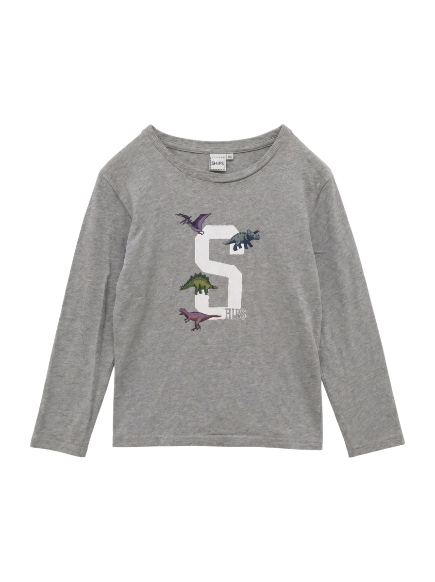 SHIPS KIDS:Sロゴ×恐竜 プリント 長袖 TEE(100〜130cm)