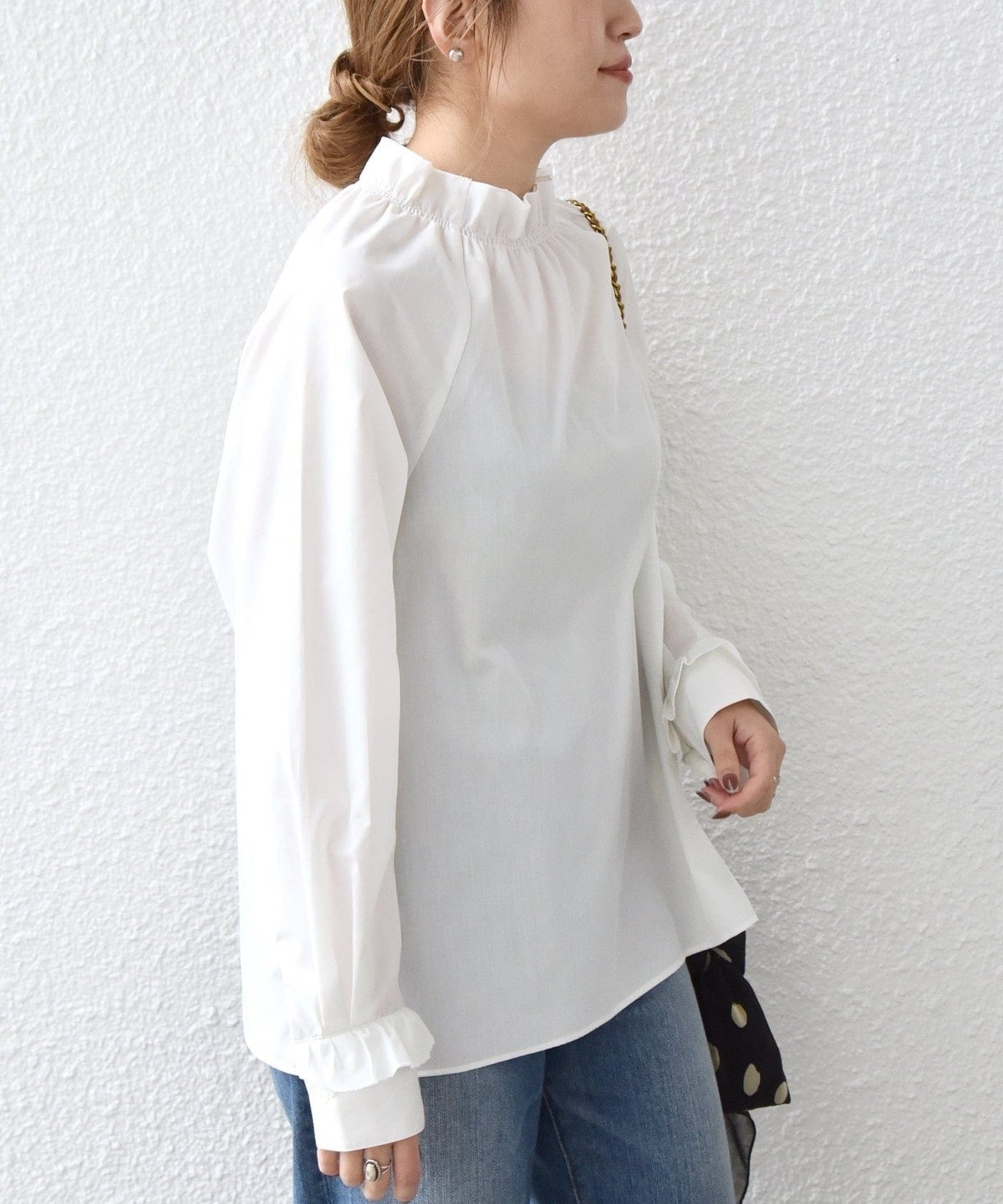 SHIPS any:〈洗濯機可能〉REPREVE ポイント フリル ブラウス