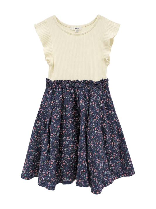 SHIPS KIDS:リブ フラワー ノースリーブ ワンピース(100〜130cm)