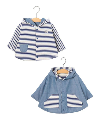 SHIPS KIDS:リバーシブル ボーダー マント 2018SS
