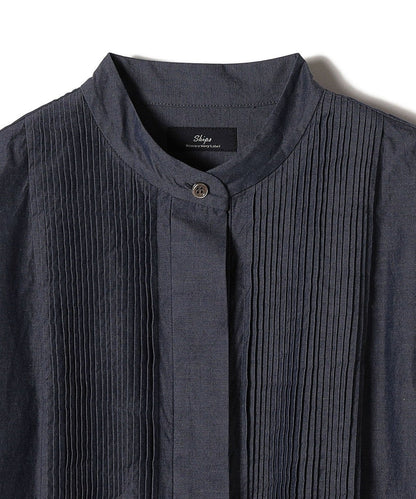 Primary NavyLabel:〈手洗い可能〉デニム シャンブレー ピンタック ワンピース