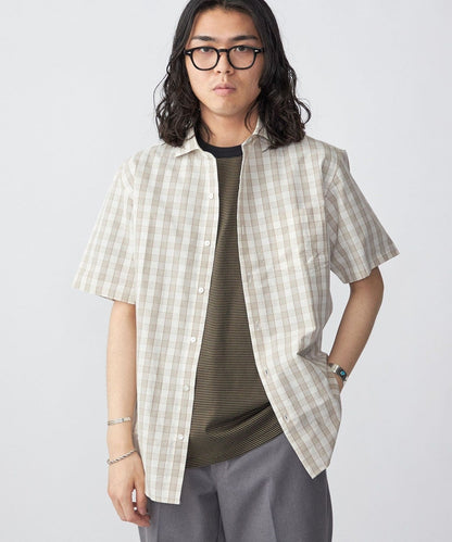 SHIPS: ECOPET(R) チェック セミワイドカラーシャツ S/S