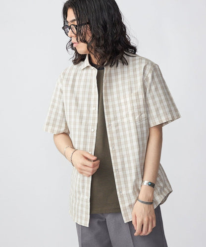 SHIPS: ECOPET(R) チェック セミワイドカラーシャツ S/S