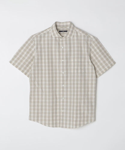 SHIPS: ECOPET(R) チェック セミワイドカラーシャツ S/S