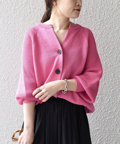 〈手洗い可能〉 ペーパー コットン カーディガン