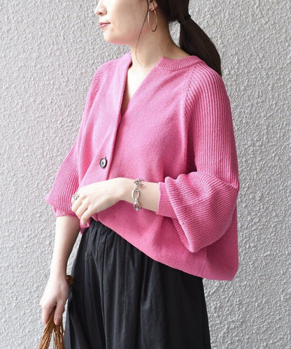 〈手洗い可能〉 ペーパー コットン カーディガン