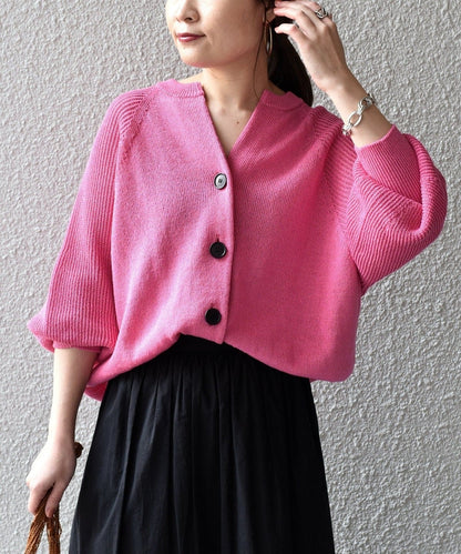 〈手洗い可能〉 ペーパー コットン カーディガン