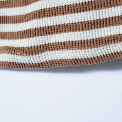 liflattie ships:ボーダーワッフルスリーブレストップス