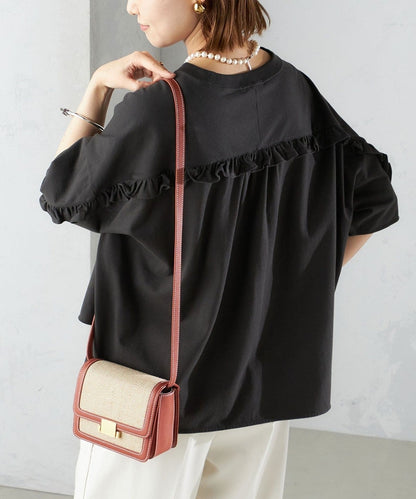 〈洗濯機可能〉バック フリル 半袖 Tシャツ