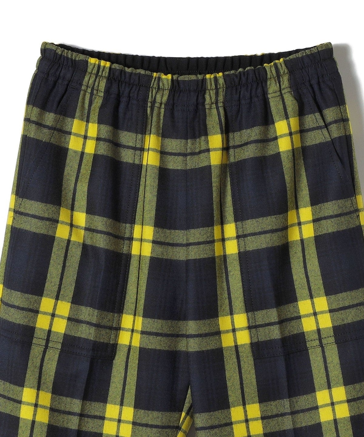 SHIPS Primary Navy Label:ウールチェックパンツ（ネイビー）