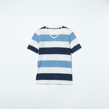 SHIPS: MADE IN JAPAN マルチ ワイドボーダー Vネック Tシャツ